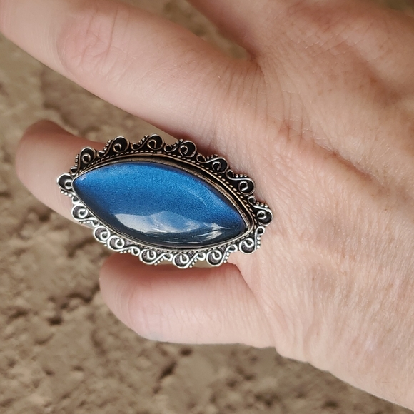 New Huge Dichoric Glass Antique Design 925 Silver Ring. - Picture 9 of 16